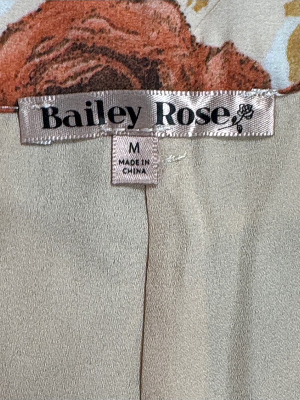 BAILEY ROSE FLORAL HIGH RISE WIDE LEG TROUSER PANTS CREAM BROWN ROSES SIZE MED - Picture 10 of 11